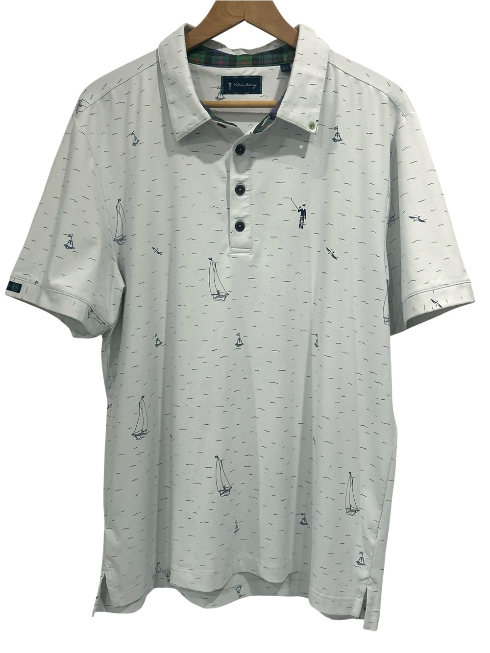 William Murray Nautical Sailboat Golfer Short Sleeve Polo Shirt - Size Large